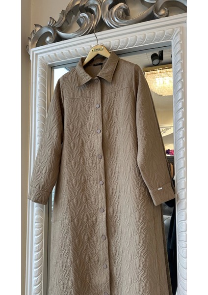 6955 Camel Lale Desenli Kapitone Kap