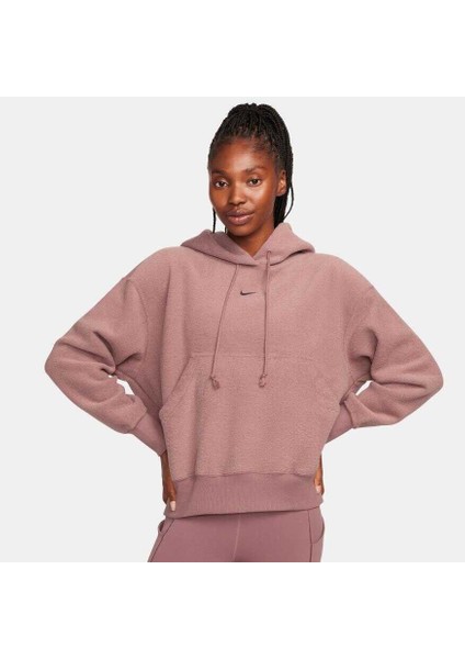 Phoenix Plush Os Womens Brown Hoodie Kadın Kahverengi Polar Sweatshirt FN3625