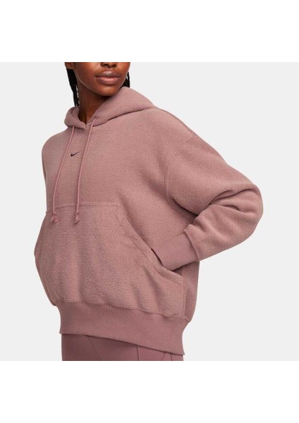 Phoenix Plush Os Womens Brown Hoodie Kadın Kahverengi Polar Sweatshirt FN3625 modelleri