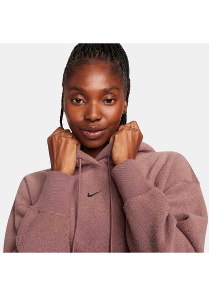 Phoenix Plush Os Womens Brown Hoodie Kadın Kahverengi Polar Sweatshirt FN3625 indirimleri