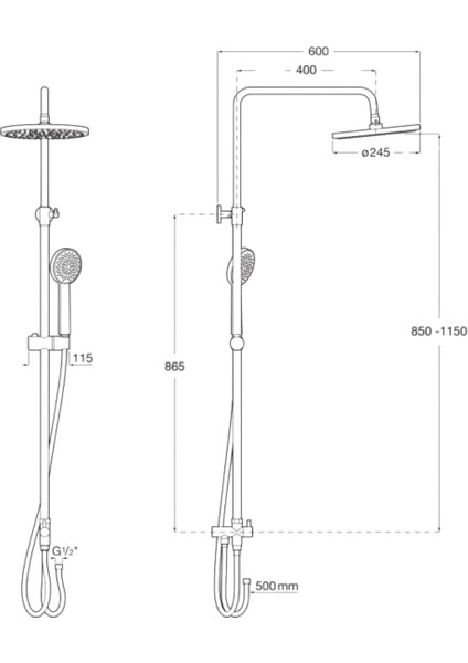 Victoria Connect Plus Duş Sistemi, Krom, Boy Ayarlı - A5B9M61C00 modelleri