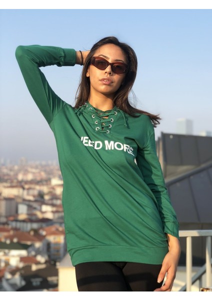 Cecile Yeşil Kapşonlu Kadın Sweat