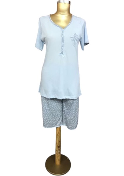 26110-NENA Bayan Kapri Pijama Takım-Ekru