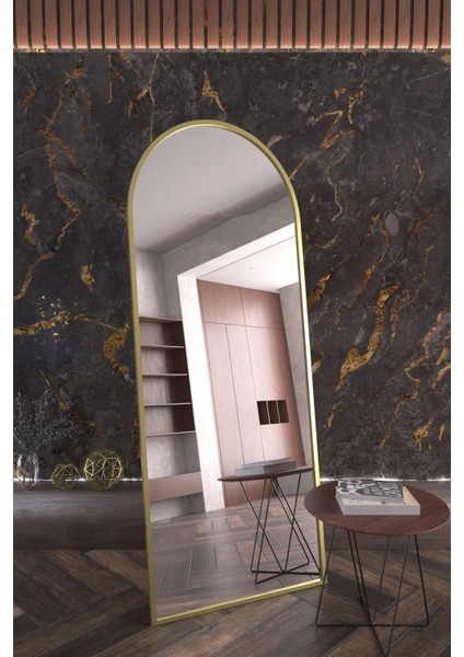 Gold Metal Çerçeveli 180X70 cm Ayaklı Boy Aynası Pintrest Ayna Influancer Ayna Butik Aynası