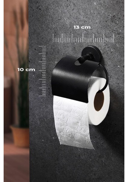 Siyah Geniş Kapaklı Vidalı Tuvalet Kağıtlığı Wc Kağıtlık Tuvalet Kağıdı Askısı Metal
