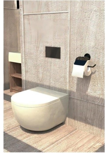Siyah Geniş Kapaklı Vidalı Tuvalet Kağıtlığı Wc Kağıtlık Tuvalet Kağıdı Askısı Metal