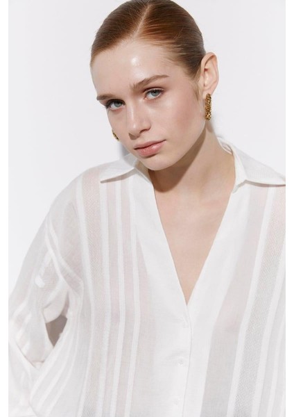 Kadın Owersize Gömlek Beyaz