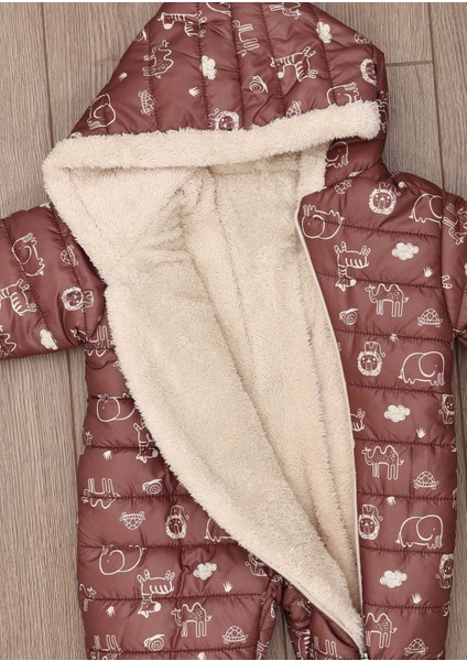 Fil Aslan Zürafa Figürlü Içi Kürklü Kapüşonlu Erkek Bebek Kahverengi Astronot Kozmonot Tulum modelleri