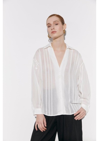 Kadın Owersize Gömlek Beyaz modelleri