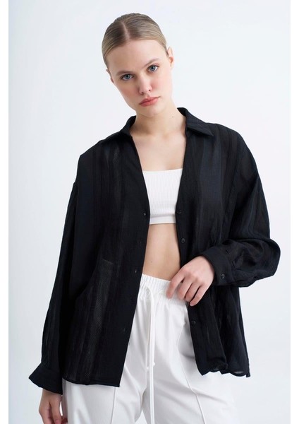 Kadın Owersize Gömlek Siyah