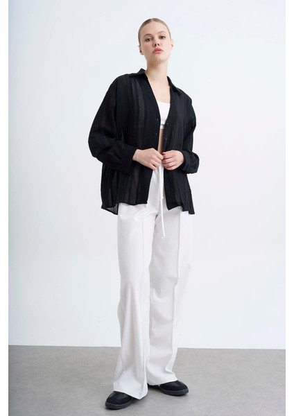 Kadın Owersize Gömlek Siyah modelleri