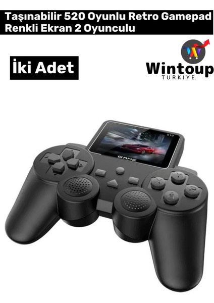 Mini Nostalji Mario Atari Sup Taşınabilir 520 Oyunlu Mini Atari Oyun Konsolu Siyah 2 Adet