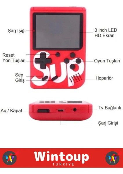 Sup Ateri Oyun Konsolu 2 Oyunculu Mini El Atarisi 400 Oyunlu fiyatları