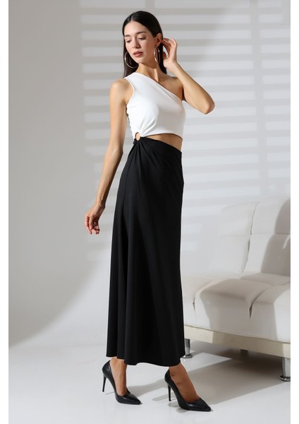 Siyah-Beyaz Kolsuz Tek Omuz Uzun Abiye Nikah Elbise Tasarım Hediye Büyük Beden modelleri