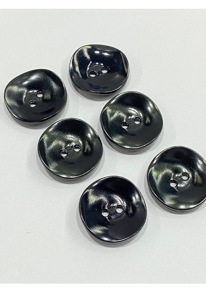 Trençkot Ceket Düğmesi Takımı 6 Lı Set / Siyah Eğri Dalgalı Düğme 2,5 cm / M006