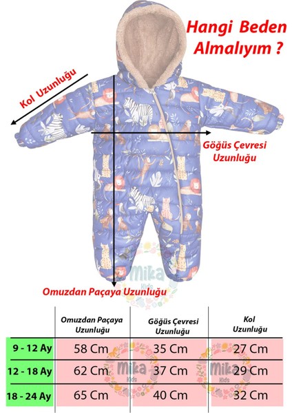 Safari Desenli Içi Kürklü Kapüşonlu Erkek Bebek Saks Mavi Astronot Kozmonot Tulum fiyatları