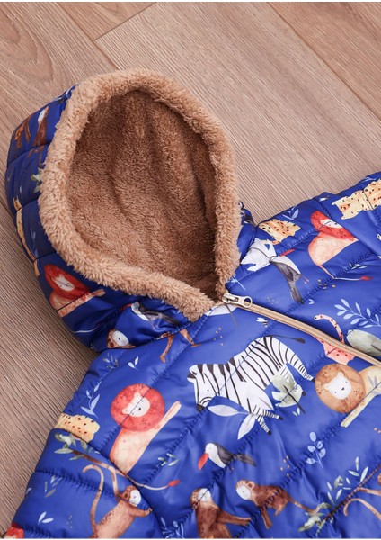 Safari Desenli Içi Kürklü Kapüşonlu Erkek Bebek Saks Mavi Astronot Kozmonot Tulum modelleri