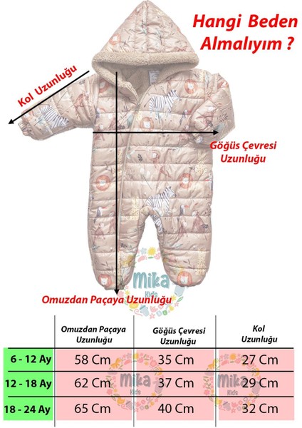 Safari Desenli Içi Kürklü Kapüşonlu Erkek Bebek Bej Astronot Kozmonot Tulum fiyatları