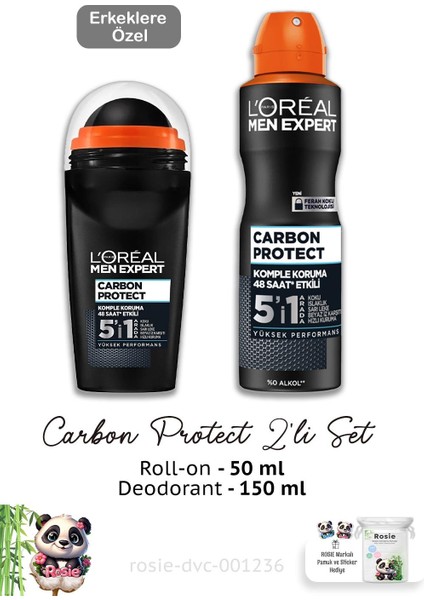 Carbon Protect Roll-On 50 ml - Deodorant 150 ml ve Rosie Bebek Temizleme Mendili