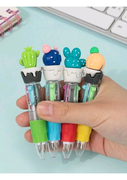 4'lü Mini Kaktüs Çoklu Tükenmez Kalem