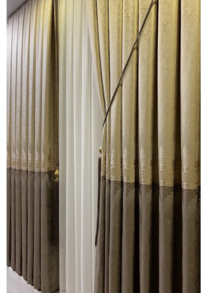 Şık Desenli Pano Fon Krem-Vizon (Tek Kanat+Aksesuar) fiyatları