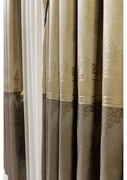 Şık Desenli Pano Fon Krem-Vizon (Tek Kanat+Aksesuar) modelleri