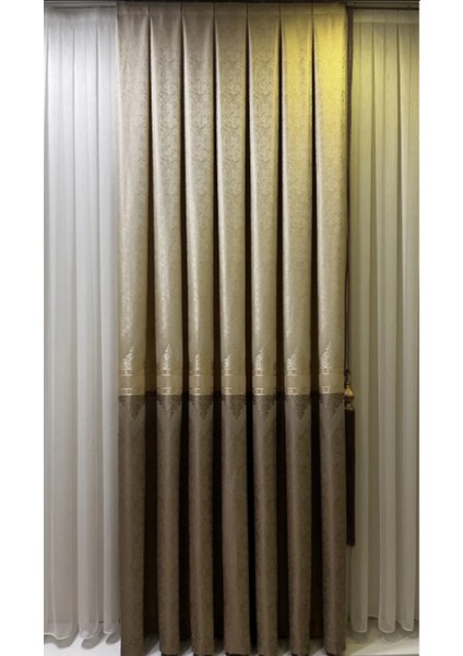 Şık Desenli Pano Fon Krem-Vizon (Tek Kanat+Aksesuar) fırsatları