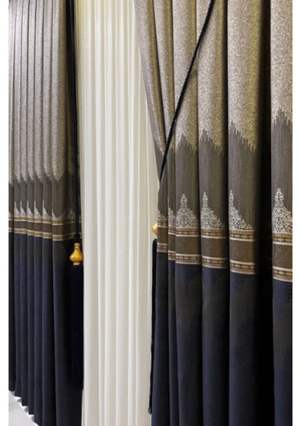 Şık Desenli Pano Fon Gri-Lacivert (Tek Kanat+Aksesuar) fiyatları