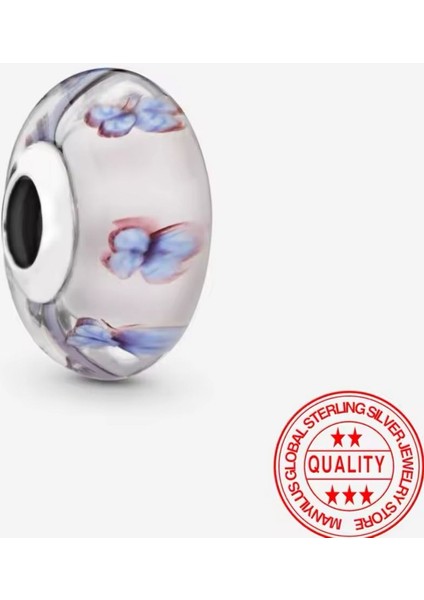 Kelebek Desenli Murano Cam Charm