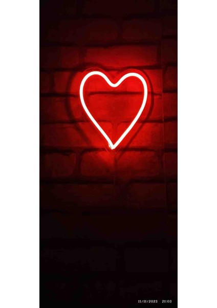 Kalp logolu neon led 12 v trafolu tak fişe çalıştır sevgiliye özel