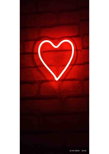 Kalp logolu neon led 12 v trafolu tak fişe çalıştır sevgiliye özel