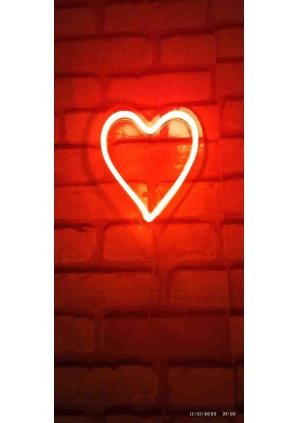 Kalp logolu neon led 12 v trafolu tak fişe çalıştır sevgiliye özel