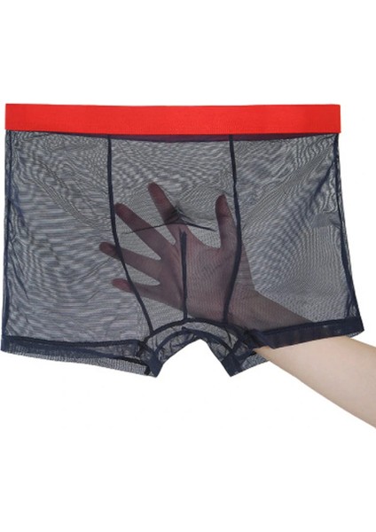Heloshe Erkek Siyah Tül Kırmızı Biyeli Sexy Fantezi Boxer