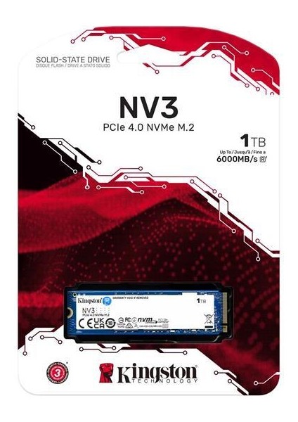 1 Tb Kıngston Nv3 2280 Gen4 M.2 Pcıe 4.0 Nvme 6.000/4.000 SNV3S/1000G modelleri
