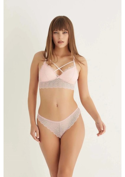 Pudra Destekli Çapraz Dantelli Bralet Takım 5527 - BRK5618-9953