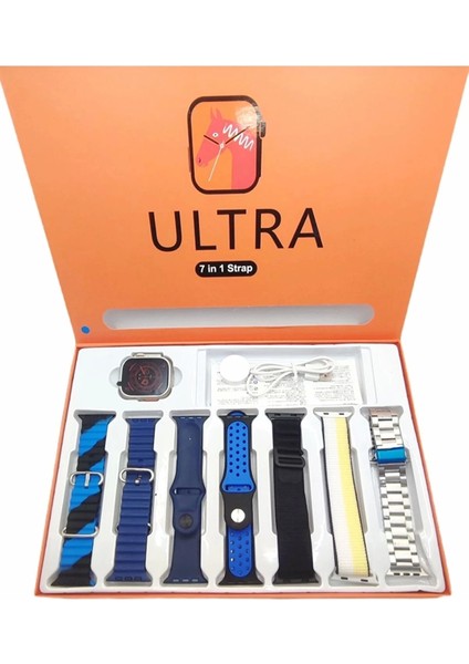 Watch 8 Ultra 7 In 1 Akıllı Saat 7 Kordonlu Takvim Spor Menülü 7in1