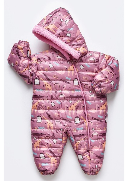 Zürafa,penguen,flamingo Figürlü Içi Kürklü Kapüşonlu Gül Kuru Kız Bebek Astronot Kozmonot Tulum Dar