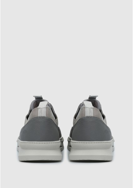 Gri Deri Erkek Sneaker
