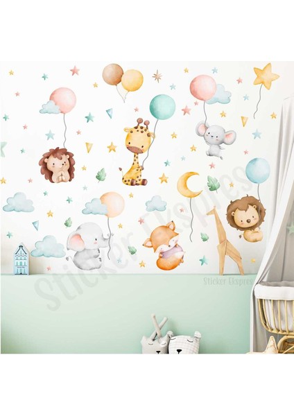Renkli Hayvanlar Duvar Dekoru Seti, Çocuk Odası İçin Eğlenceli ve Renkli Dekorasyon fiyatları