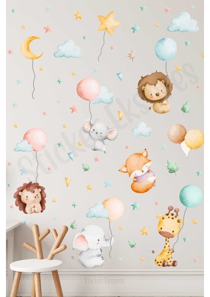 Renkli Hayvanlar Duvar Dekoru Seti, Çocuk Odası İçin Eğlenceli ve Renkli Dekorasyon fırsatları