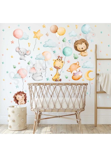 Renkli Hayvanlar Duvar Dekoru Seti, Çocuk Odası İçin Eğlenceli ve Renkli Dekorasyon indirimleri