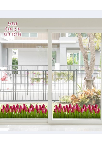 Pembe Lale Desenli Çift Yönlü Cam Sticker, Dekor ve Süs Malzemesi fiyatları