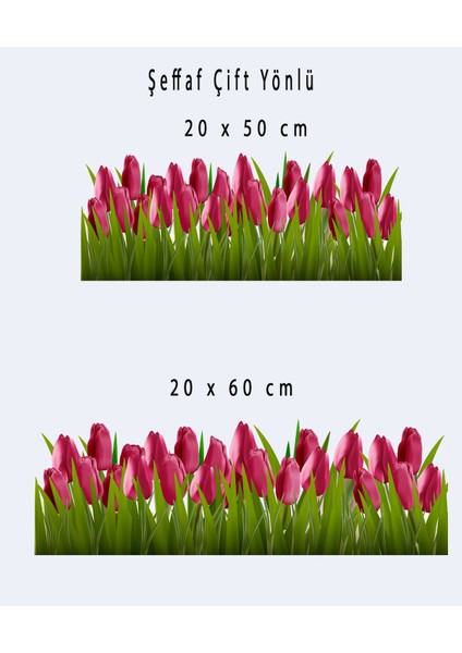 Pembe Lale Desenli Çift Yönlü Cam Sticker, Dekor ve Süs Malzemesi modelleri