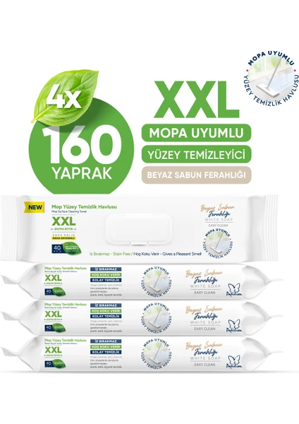 Easy Clean Xxl Beyaz Sabun Katkılı Naturel Formül Mopa Uyumlu Yer Temizlik Havlusu 160 Geniş Yaprak