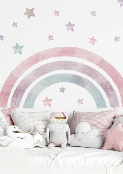 Çocuk odası için renkli unicorn ve gökkuşağı temalı duvar stickerı, 1 parça fiyatları