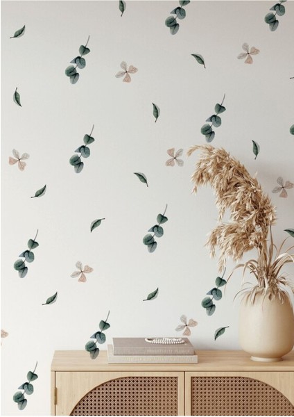 Renkli botanik yaprak ve çiçek duvar stickerı, çocuk ve ev dekorasyonu için ideal modelleri