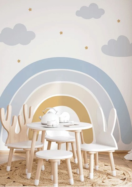 Renkli Gökkuşağı Çocuk Odası Duvar Stickerı, neşeli ve canlı dekorasyon için ideal