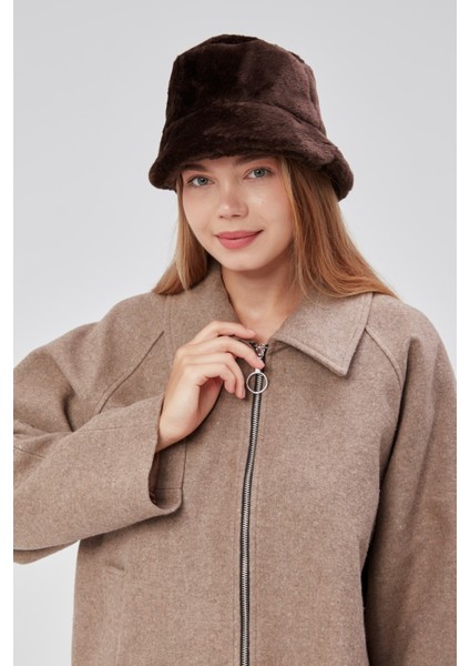 Peluş Bucket Kadın Balıkçı Şapkası Yumuşak ve Tüylü Kadın Şapkası