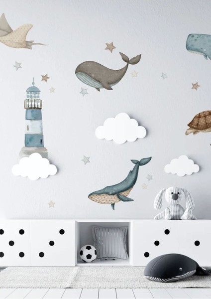 Renkli Bebek Balinalar Çocuk Odası Duvar Stickerı, Eğlenceli ve Şık Dekorasyon Parçası fiyatları