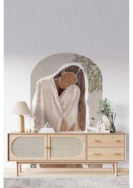 Bohem Soyut Kadın Boho Oval Duvar Sticker Salon Duvar Dekorasyon